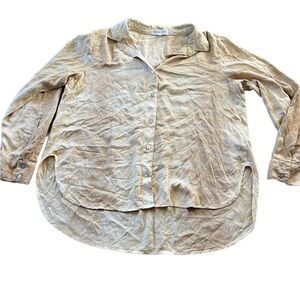 Bella Dahl Womens Button Down Collared Shirt Rounded Hem Size Large